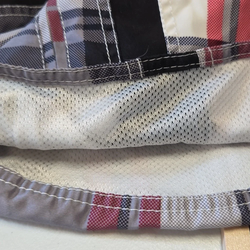 OP Ocean Pacific Mens Swim Trunks Board Shorts Medium 32-34 Grey Plaid Mesh Line